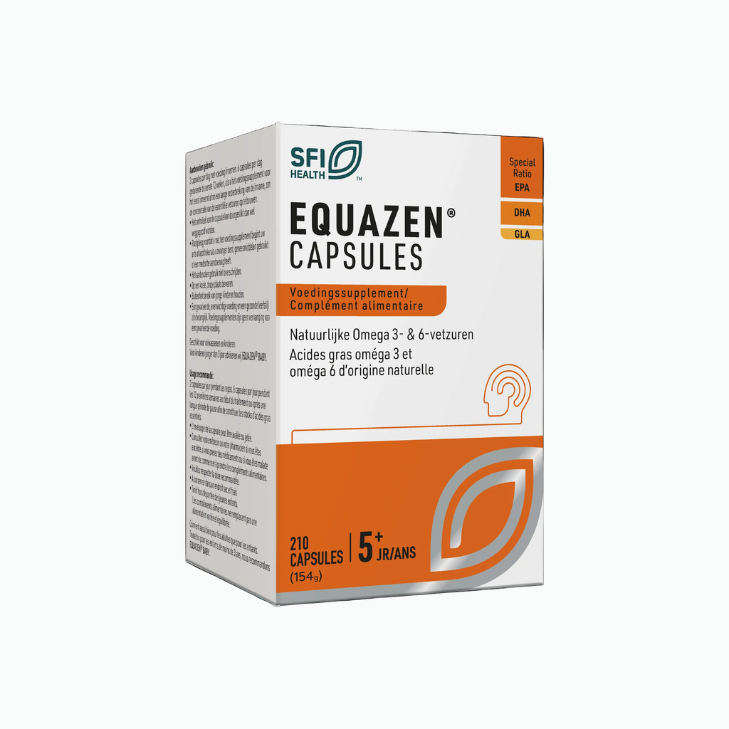 Box of Equazen Capsules on a white background