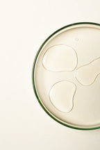 Petri dish with bacterial culture on a light background